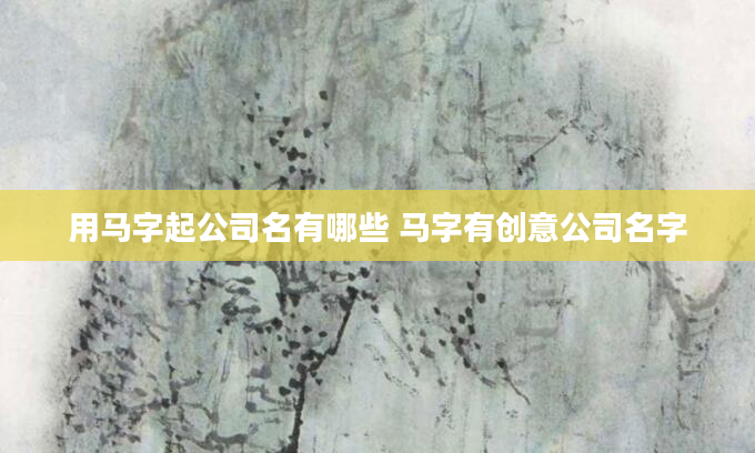 用马字起公司名有哪些 马字有创意公司名字