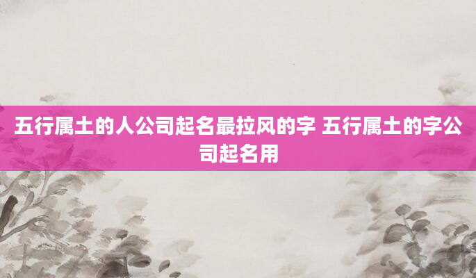 五行属土的人公司起名最拉风的字 五行属土的字公司起名用