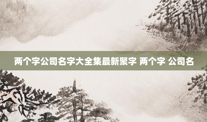 两个字公司名字大全集最新聚字 两个字 公司名