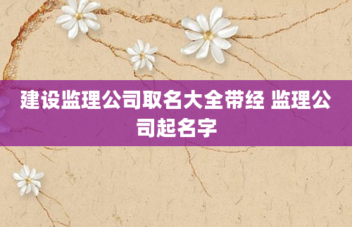 建设监理公司取名大全带经 监理公司起名字
