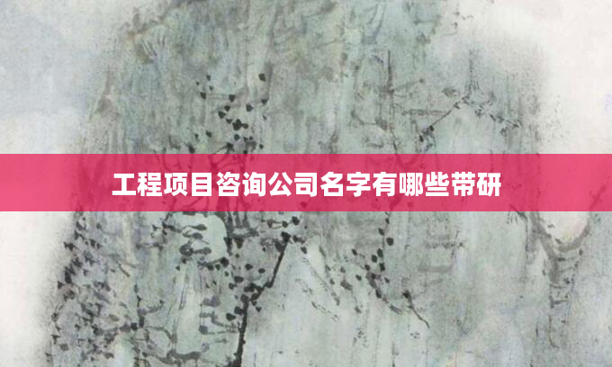工程项目咨询公司名字有哪些带研