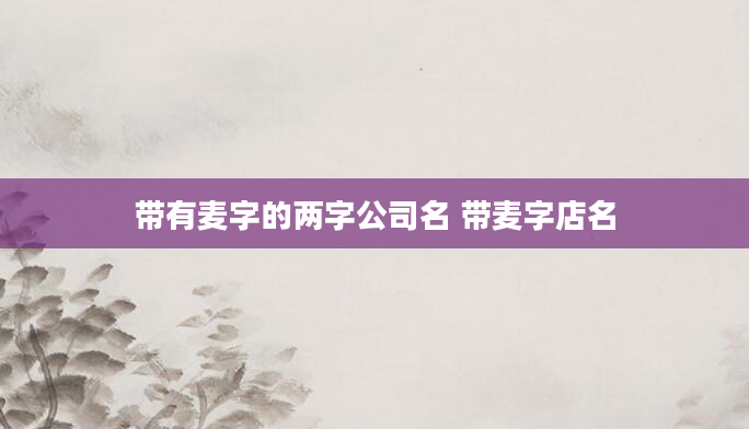 带有麦字的两字公司名 带麦字店名