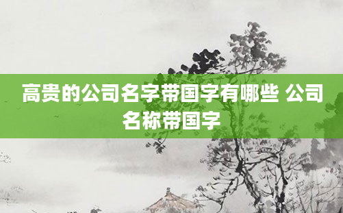高贵的公司名字带国字有哪些 公司名称带国字