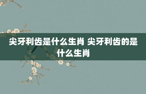 尖牙利齿是什么生肖 尖牙利齿的是什么生肖