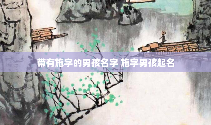 带有施字的男孩名字 施字男孩起名