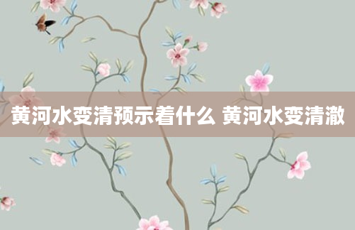 黄河水变清预示着什么 黄河水变清澈