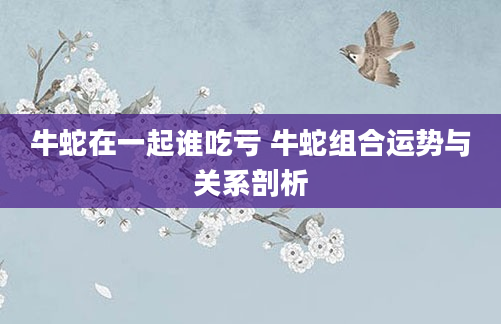 牛蛇在一起谁吃亏 牛蛇组合运势与关系剖析