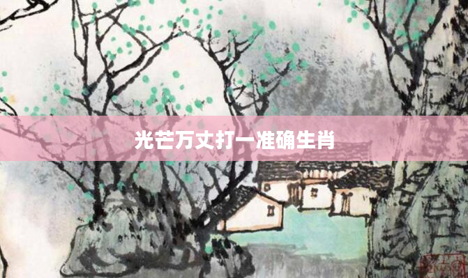 光芒万丈打一准确生肖
