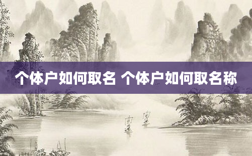 个体户如何取名 个体户如何取名称