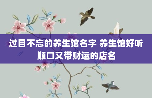 过目不忘的养生馆名字 养生馆好听顺口又带财运的店名