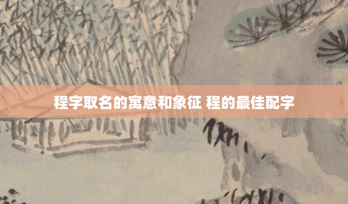 程字取名的寓意和象征 程的最佳配字
