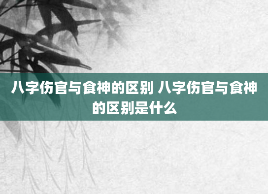 八字伤官与食神的区别 八字伤官与食神的区别是什么