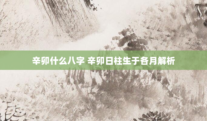 辛卯什么八字 辛卯日柱生于各月解析
