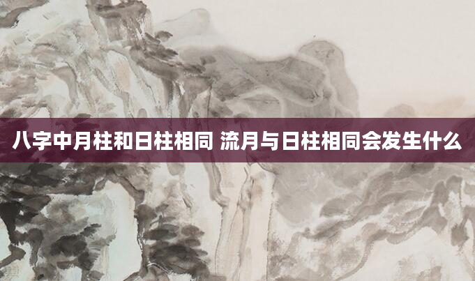 八字中月柱和日柱相同 流月与日柱相同会发生什么