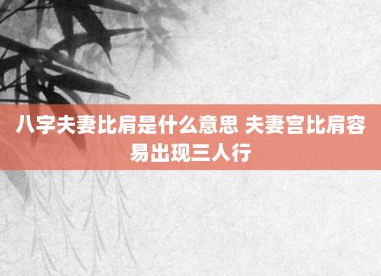 八字夫妻比肩是什么意思 夫妻宫比肩容易出现三人行