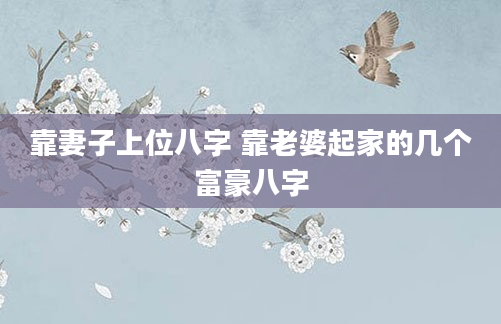 靠妻子上位八字 靠老婆起家的几个富豪八字