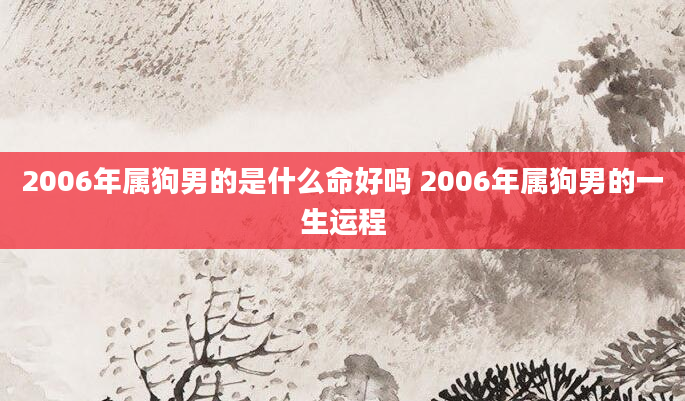 2006年属狗男的是什么命好吗 2006年属狗男的一生运程