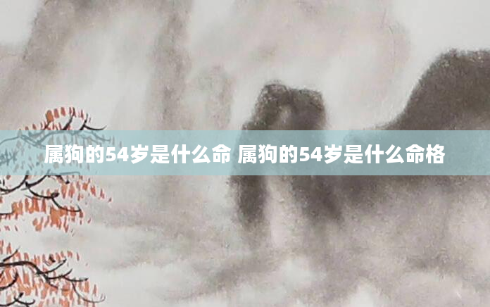 属狗的54岁是什么命 属狗的54岁是什么命格