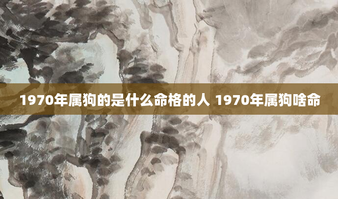 1970年属狗的是什么命格的人 1970年属狗啥命