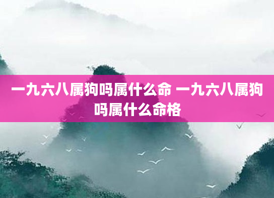 一九六八属狗吗属什么命 一九六八属狗吗属什么命格