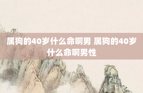 属狗的40岁什么命啊男 属狗的40岁什么命啊男性