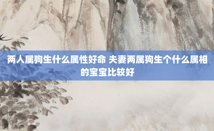 两人属狗生什么属性好命 夫妻两属狗生个什么属相的宝宝比较好