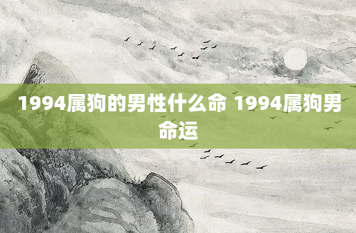 1994属狗的男性什么命 1994属狗男命运
