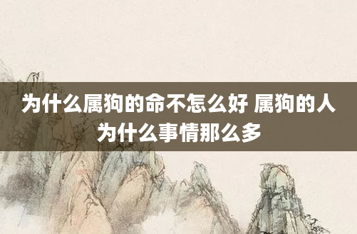 为什么属狗的命不怎么好 属狗的人为什么事情那么多
