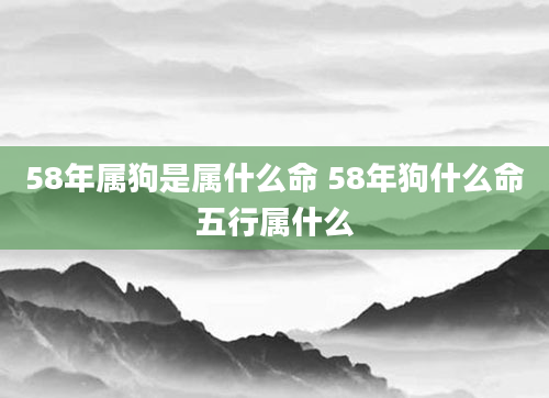 58年属狗是属什么命 58年狗什么命五行属什么