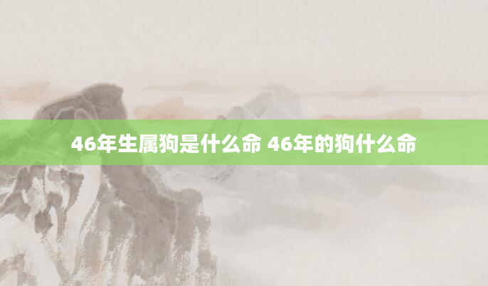 46年生属狗是什么命 46年的狗什么命