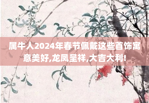属牛人2024年春节佩戴这些首饰寓意美好,龙凤呈祥,大吉大利!