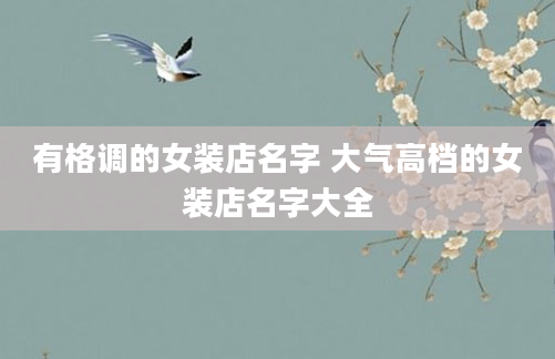 有格调的女装店名字 大气高档的女装店名字大全