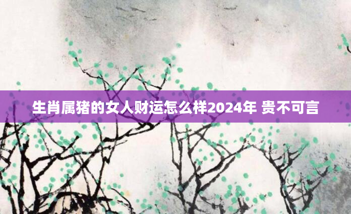 生肖属猪的女人财运怎么样2024年 贵不可言