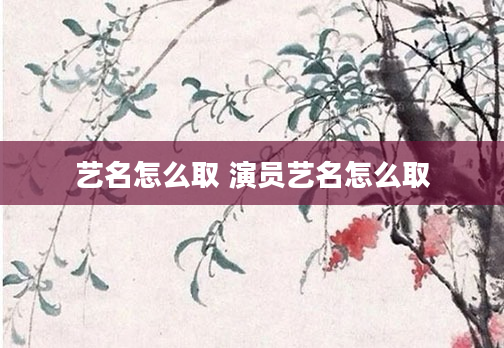 艺名怎么取 演员艺名怎么取