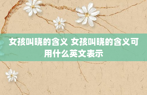 女孩叫晓的含义 女孩叫晓的含义可用什么英文表示
