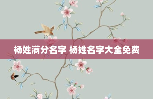 杨姓满分名字 杨姓名字大全免费