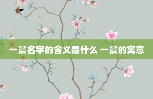 一晨名字的含义是什么 一晨的寓意
