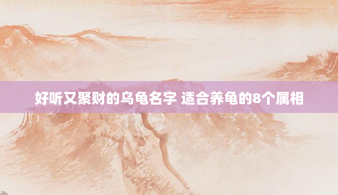 好听又聚财的乌龟名字 适合养龟的8个属相