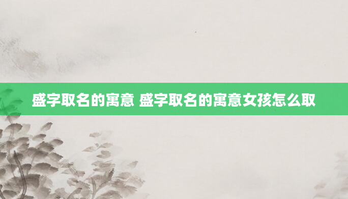 盛字取名的寓意 盛字取名的寓意女孩怎么取