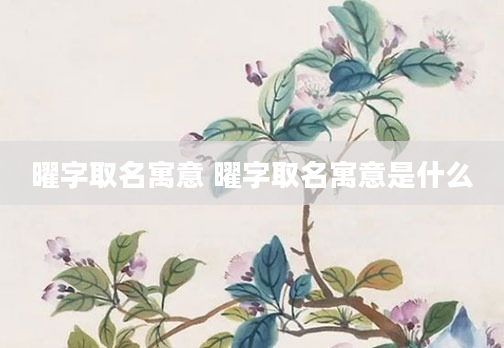 曜字取名寓意 曜字取名寓意是什么