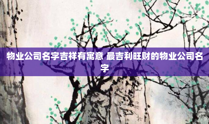 物业公司名字吉祥有寓意 最吉利旺财的物业公司名字