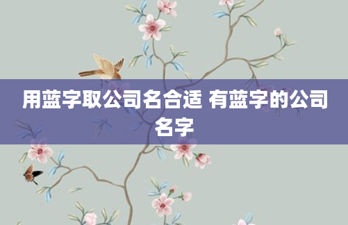 用蓝字取公司名合适 有蓝字的公司名字