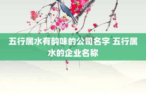 五行属水有韵味的公司名字 五行属水的企业名称