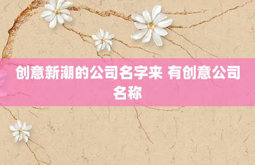 创意新潮的公司名字来 有创意公司名称