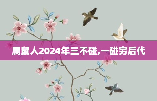 属鼠人2024年三不碰,一碰穷后代