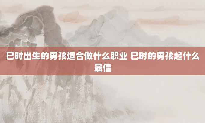 巳时出生的男孩适合做什么职业 巳时的男孩起什么最佳