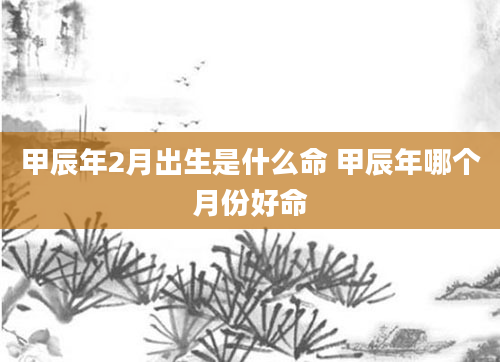 甲辰年2月出生是什么命 甲辰年哪个月份好命