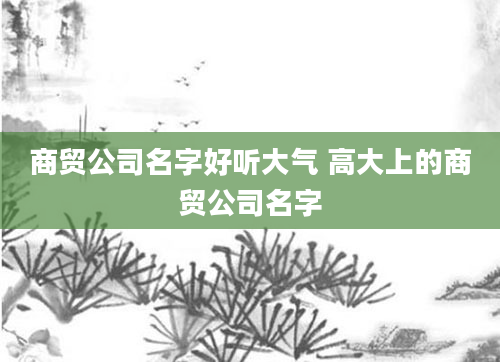 商贸公司名字好听大气 高大上的商贸公司名字