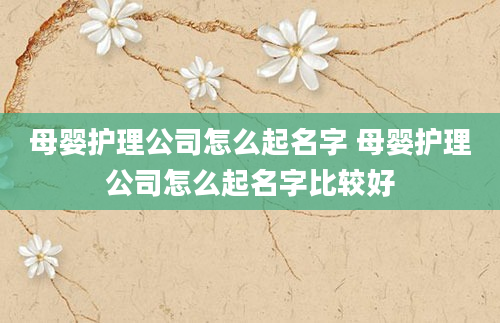 母婴护理公司怎么起名字 母婴护理公司怎么起名字比较好