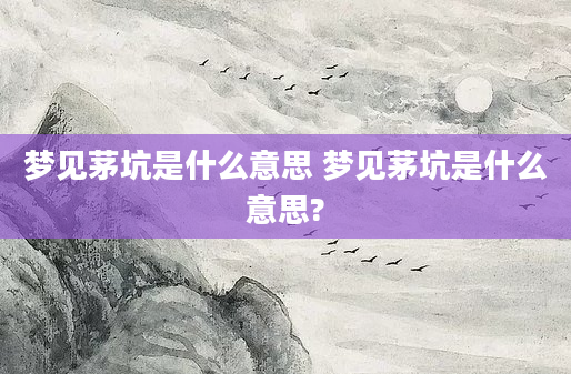 梦见茅坑是什么意思 梦见茅坑是什么意思?